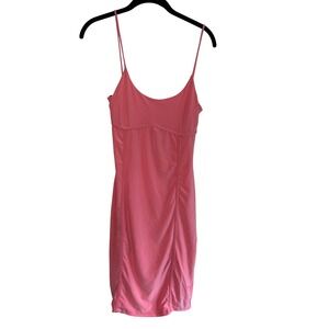 21 Saints Pink Bodycon Dress Ruched Mini Spaghetti Strap Party‎ Medium